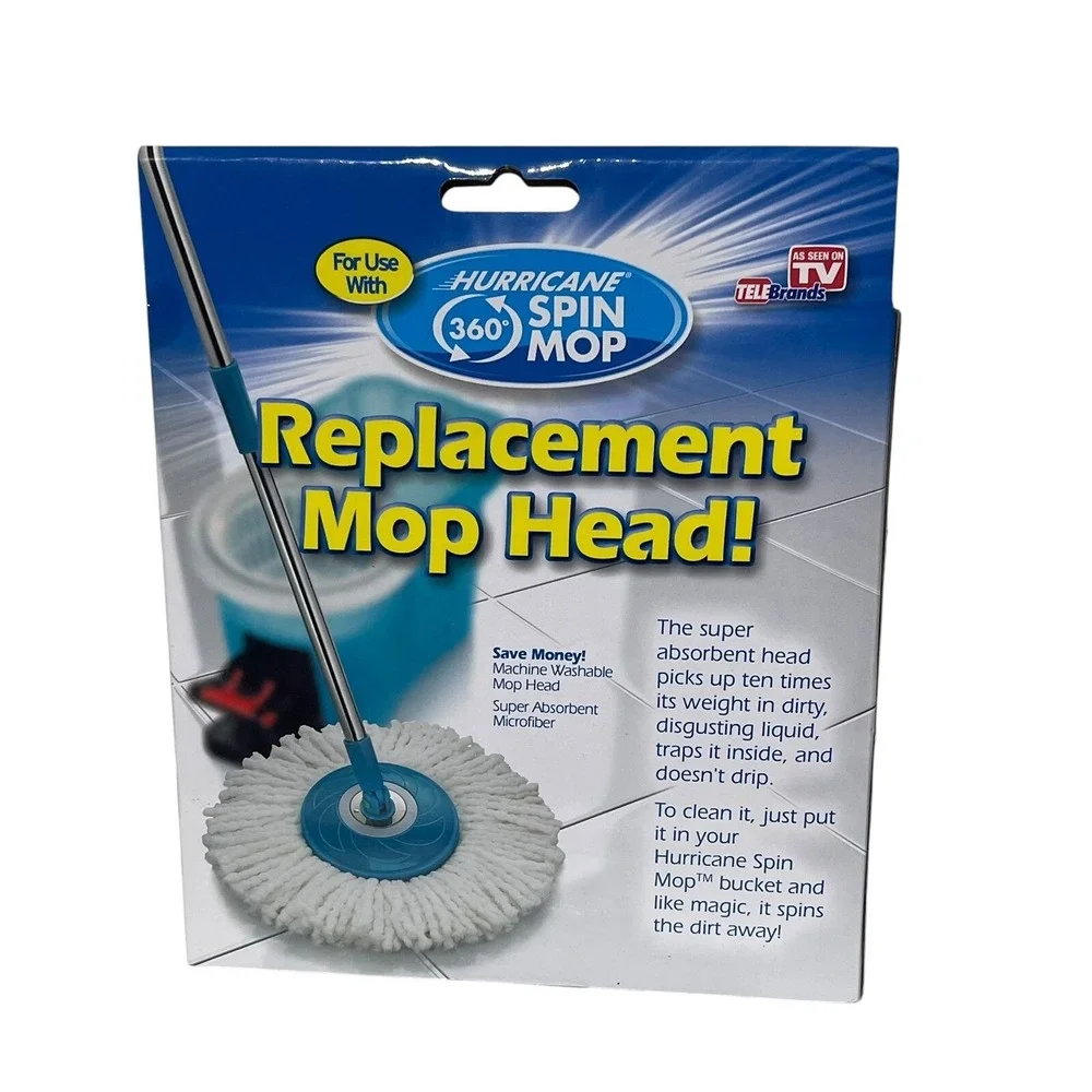 Hurricane 360 Spin Mop Replacement Mop Head Microfiber Machine Washable NEW